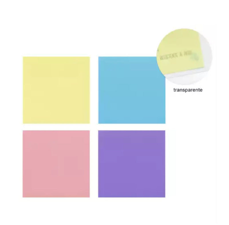 Bloco de notas Post-it transparente tom pastel