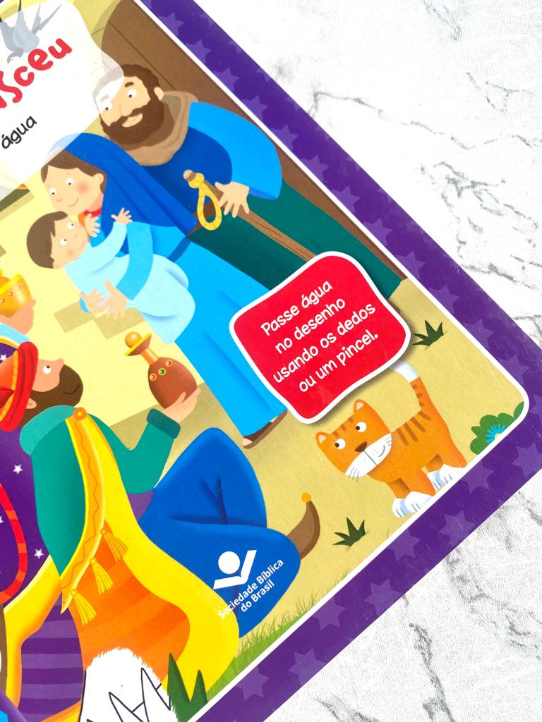 Livro Infantil Capa Dura Para Pintar Com Água - Quando Jesus Nasceu - PRONTA ENTREGA